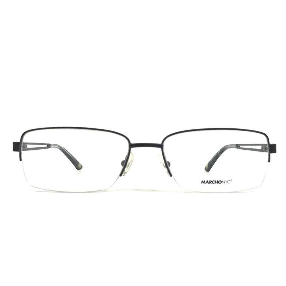 Marchon NYC Eyeglasses Frames PINE STREET 434 Blue Rectangle Half Rim 55-17-145